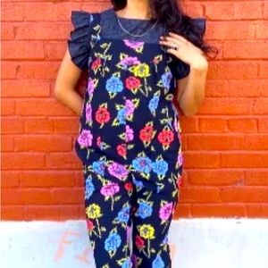 Nooworks roses jumpsuit. Discontinued pattern.